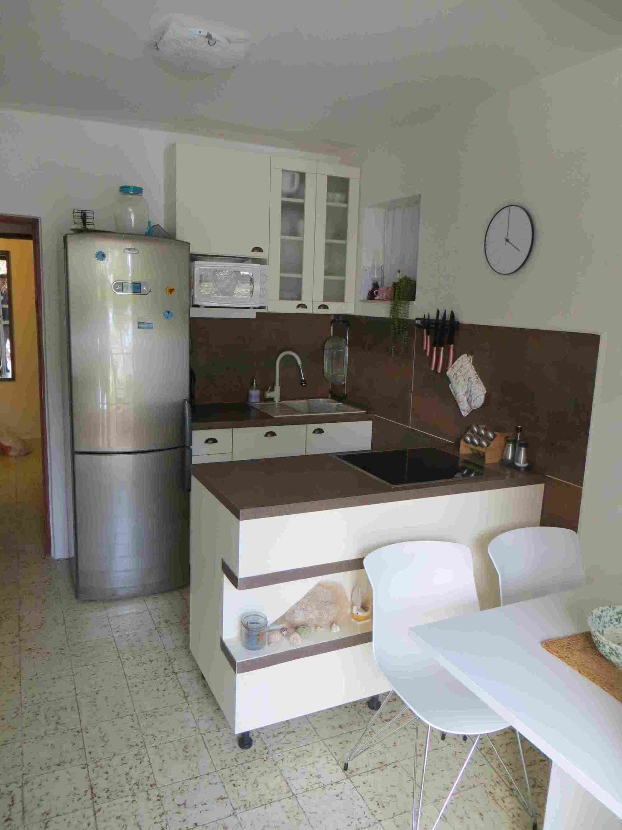 kitchen with refridgerator, induction plate, oven, dishwasher, microwave, espresso and ice cubes machines, etc